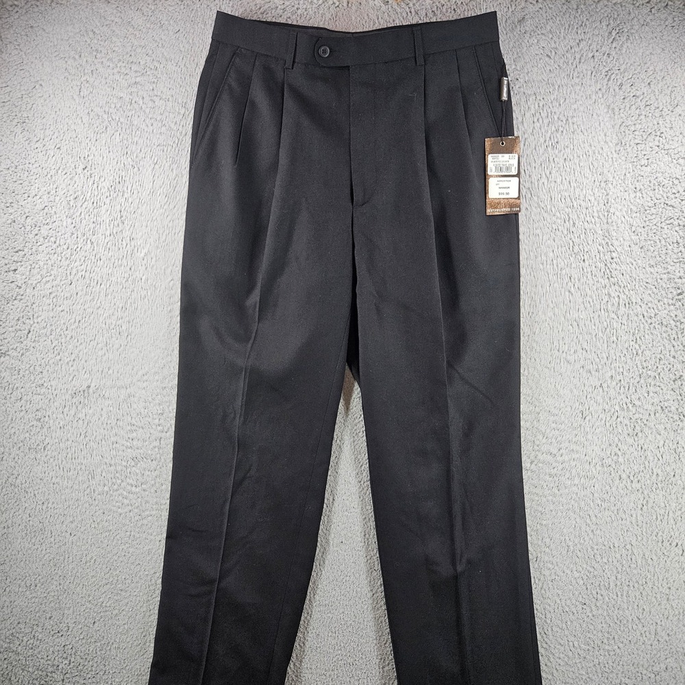 Linea Naturale Napoli Mens 32 Black Pleated Travel Genius Dress‎ Pants NEW NWT